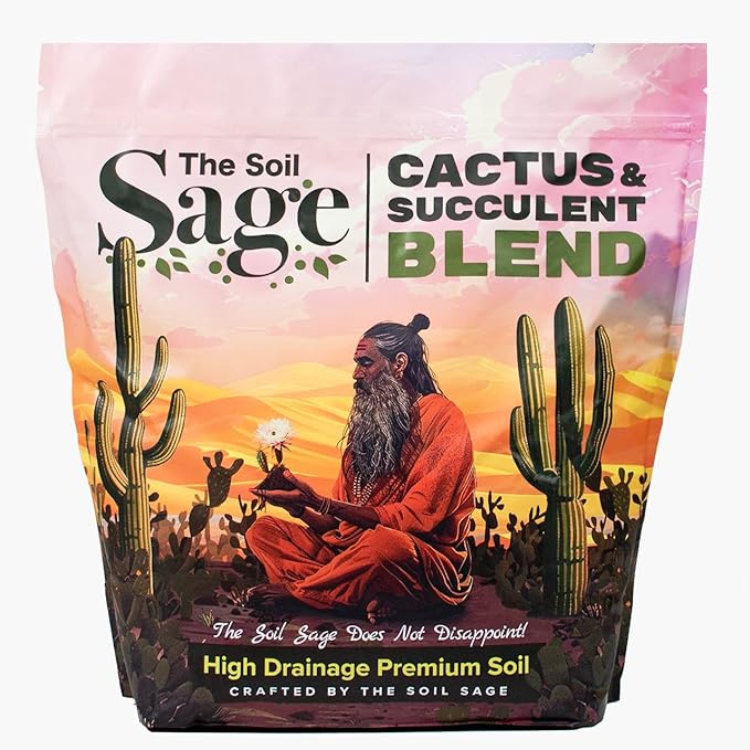 Soil Sage Cactus & Succulent Potting Mix 5Qt - Premium Fast Draining Soil for Indoor Plants and Aloe Vera - High Drainage Blend for Healthy Roots and Growth - Made in USA
