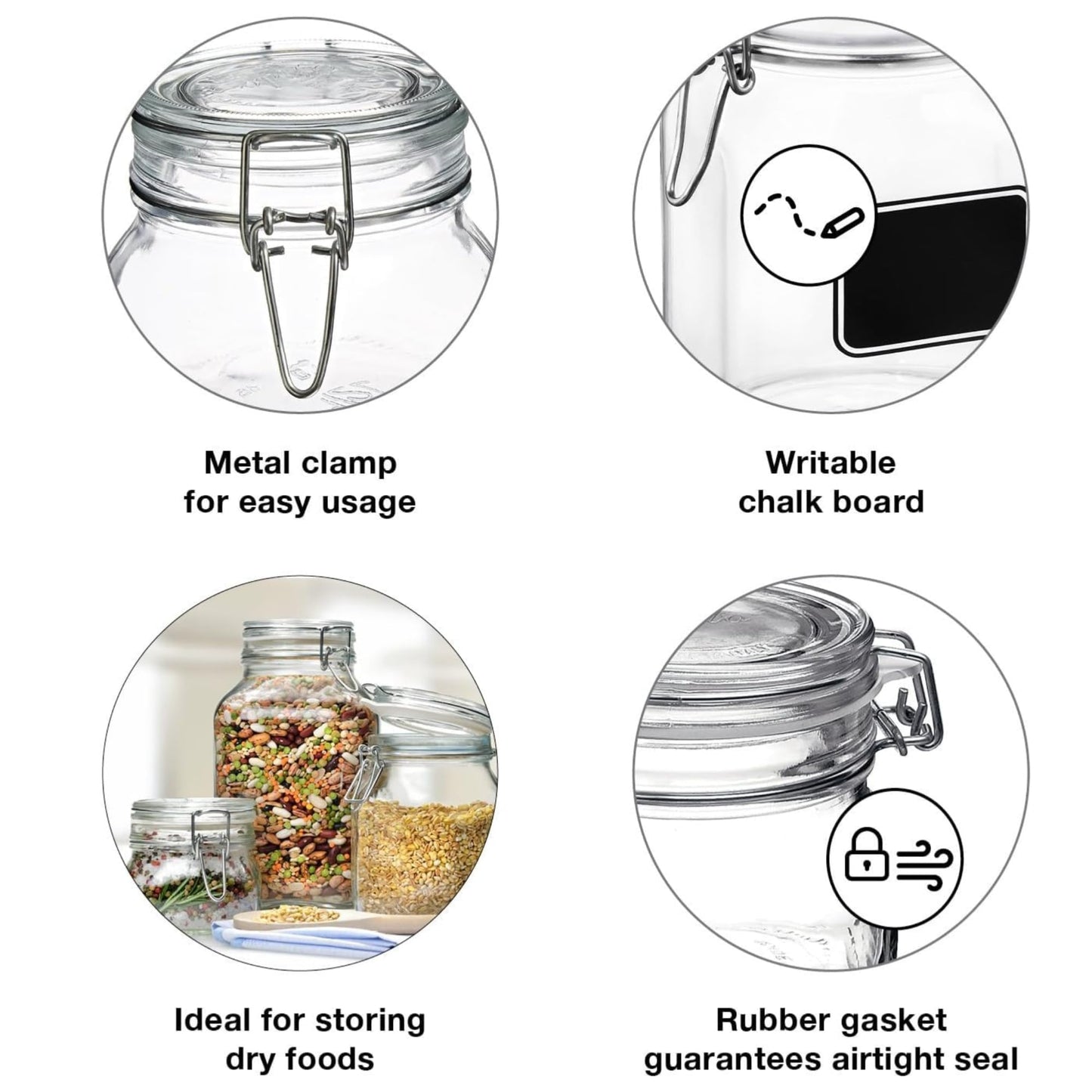 Bormiolio Rocco Jar with Chalkboard, 50.8 Oz