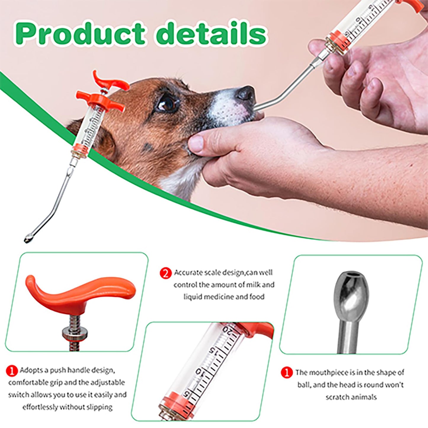 2 Pieces Goat Syringe with 4 Drench Nozzle Adjustable Dosage ,Reusable Drench Syringe for Sheep ,Dog,Goat,Pig, Cat Feeding Supplies(20ML)