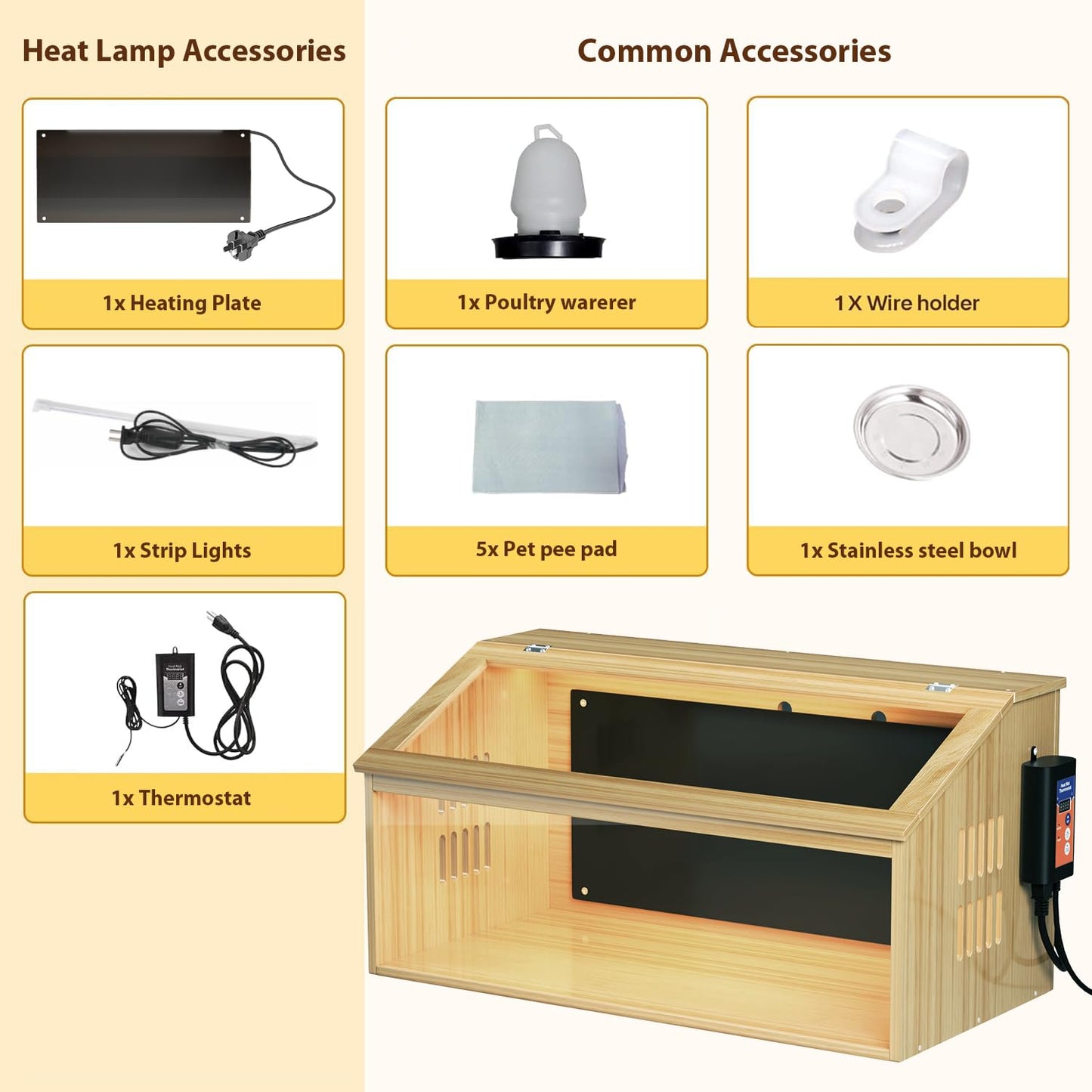 EVERYGROW Brooder Box for Chicks, Chicken Brooder Box with Thermostat & Heating Plate, brooder House for Chicks with Heat, Baby Chicken cage Quails Hamsters for 30 Chicks,31.5"*15.7"*15.7"