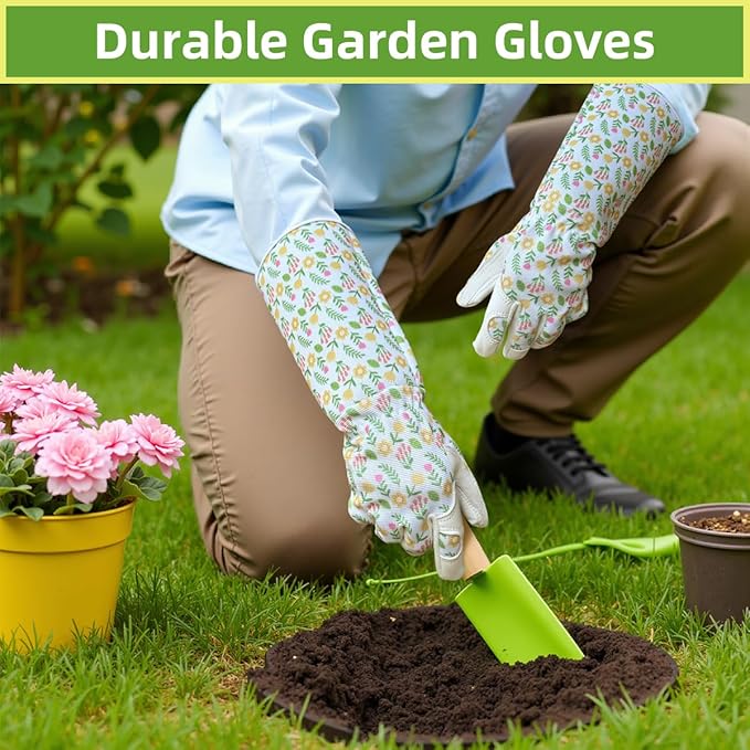 Gardening Gloves Thorn Proof, Breathable Garden Gloves for Women, Leather Work Gloves for Pruning, Planting