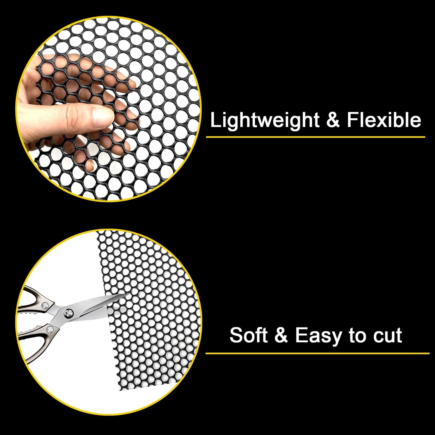 Chicken Wire Fencing Mesh Plastic with Zip Ties, 1.3×10FT Garden Netting for Moss Poles, Plastic Chicken Wire for Poultry Rabbit Fencing,Crafts,DIY - Black