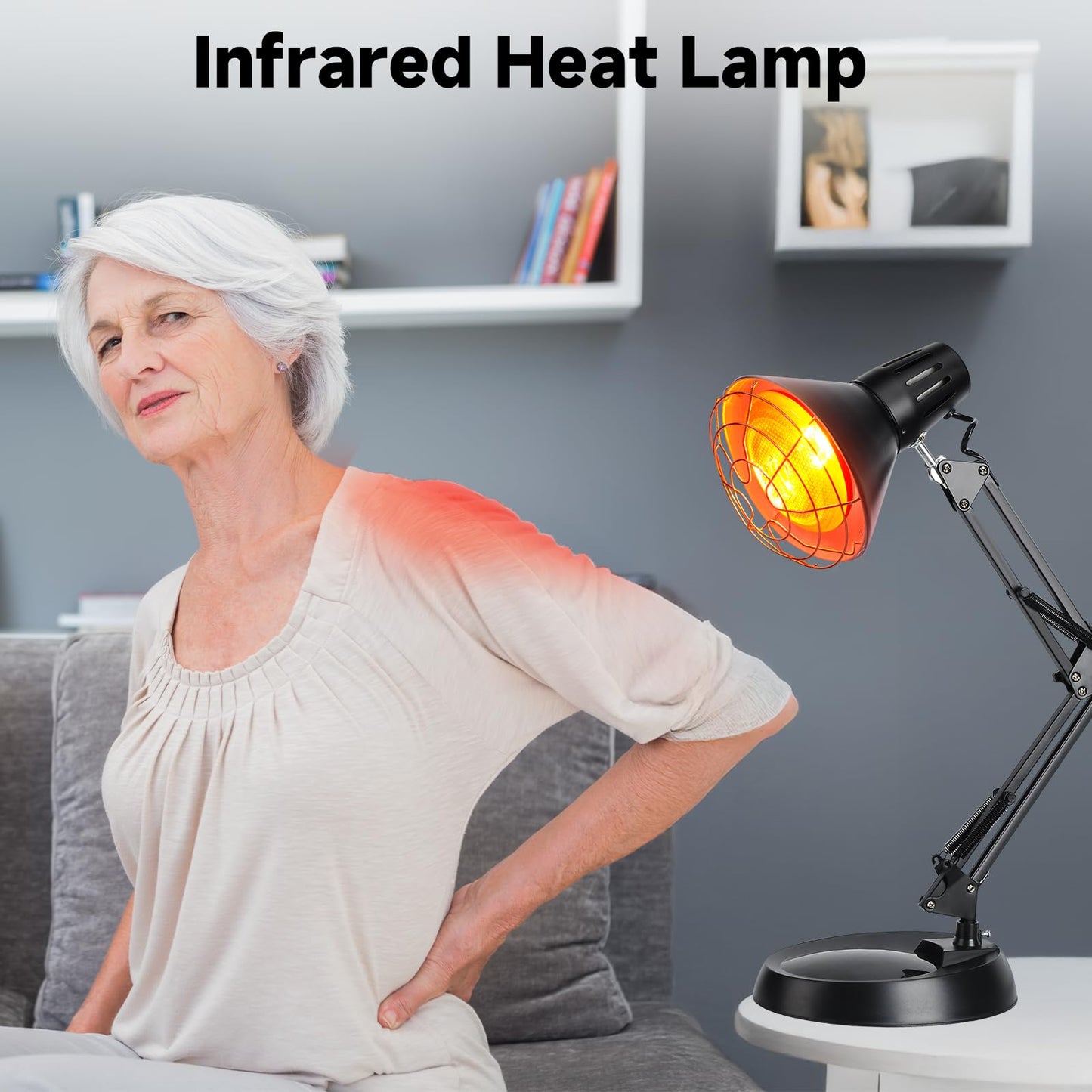 Infrared Heat Lamp with Timer, Red Light Therapy for Body Muscle Joint Pain Relief, 150W Near Infrared Bulb with Sturdy Adjustable Base