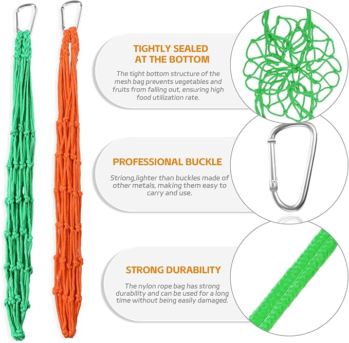 3PCS Chicken Vegetable Hanging Feeder, Chicken Vegetable and Fruit String Bag, Chicken Toys for Coop, Chicken Cabbage Feeder, Hanging Chicken Feeder with Hook for Hens Goose Duck (3PCS Green)