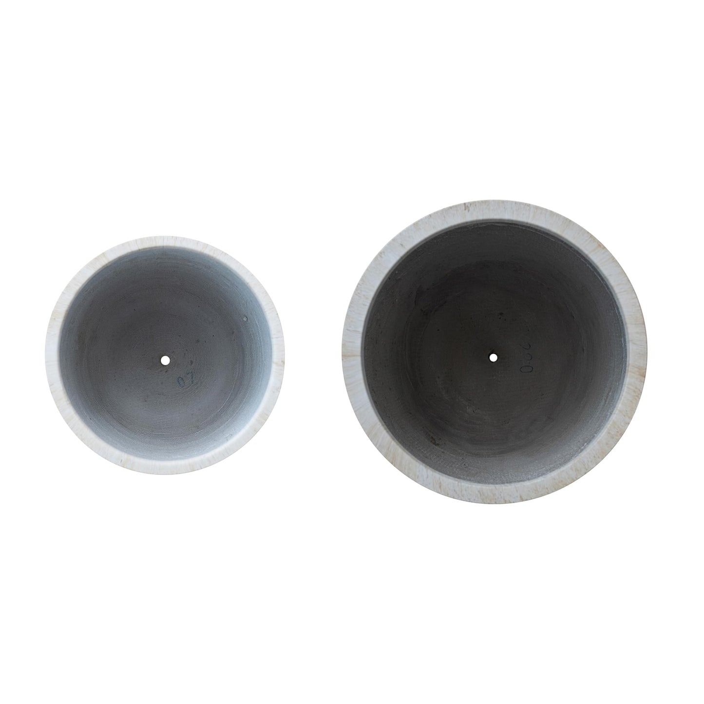 Creative Co-Op 2-Piece Round Eco Stone Indoor/Outdoor Planters with Travertine Finish, Beige
