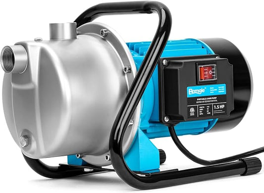 1.5HP Shallow Jet Well Pump,Portable Water Transfer Garden Pump1200GPH Draining Irrigation Lawn Fountain Booster Pump for Water Removal