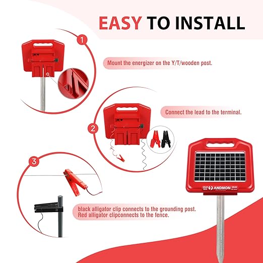 S600 Solar Electric Fence Charger - 35 Mile Range, 0.65 Joules Powerful Solar Fence Charger, Ideal for Livestock and Garden Protection
