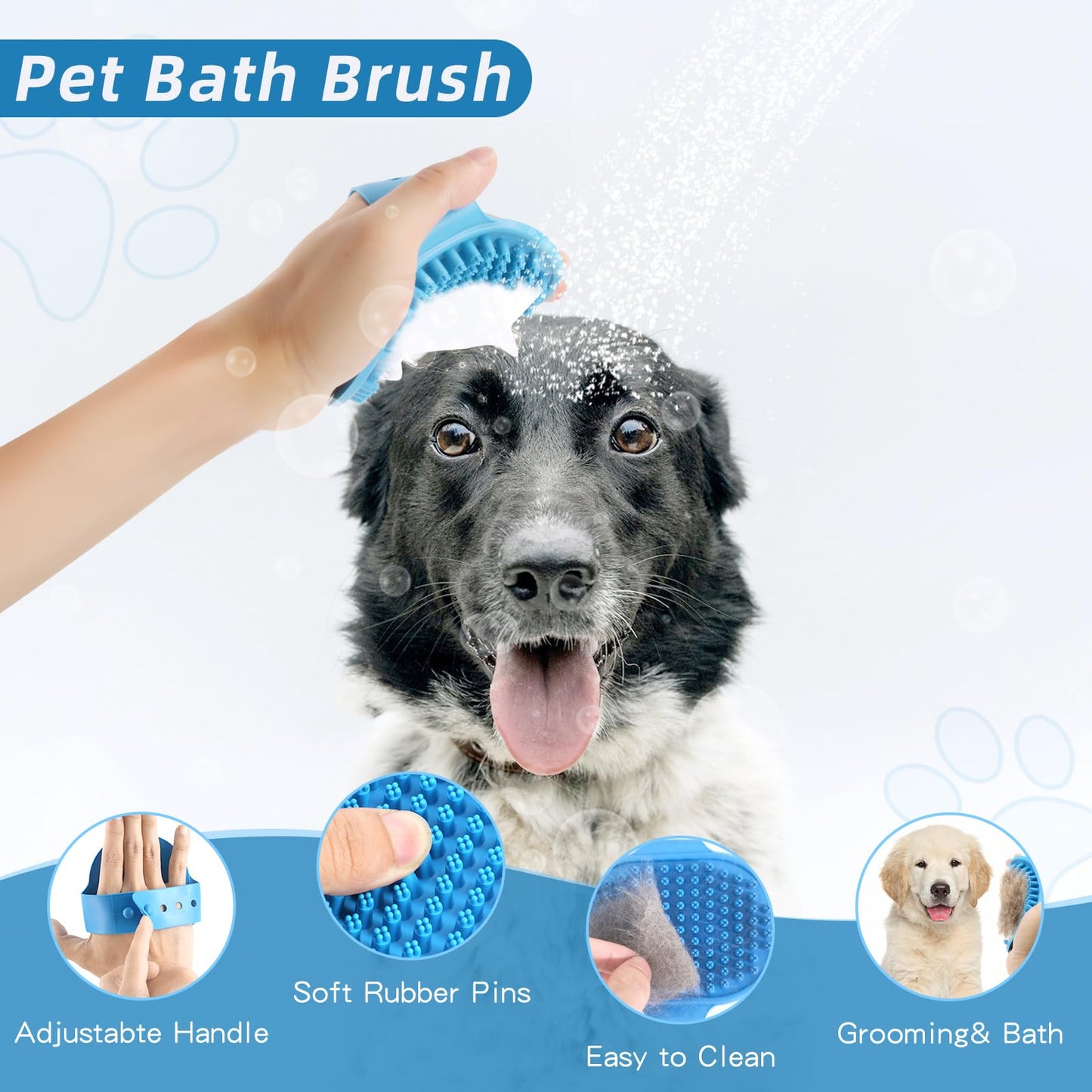 Lanswood Dog Brush Dog Grooming Kit 6PCS Dog Brush for Shedding-Dog Brushes for Grooming, Dematting Comb for Dogs, Cat Nail Clipper with Nail File, Flea Comb, Bath Brush-Blue