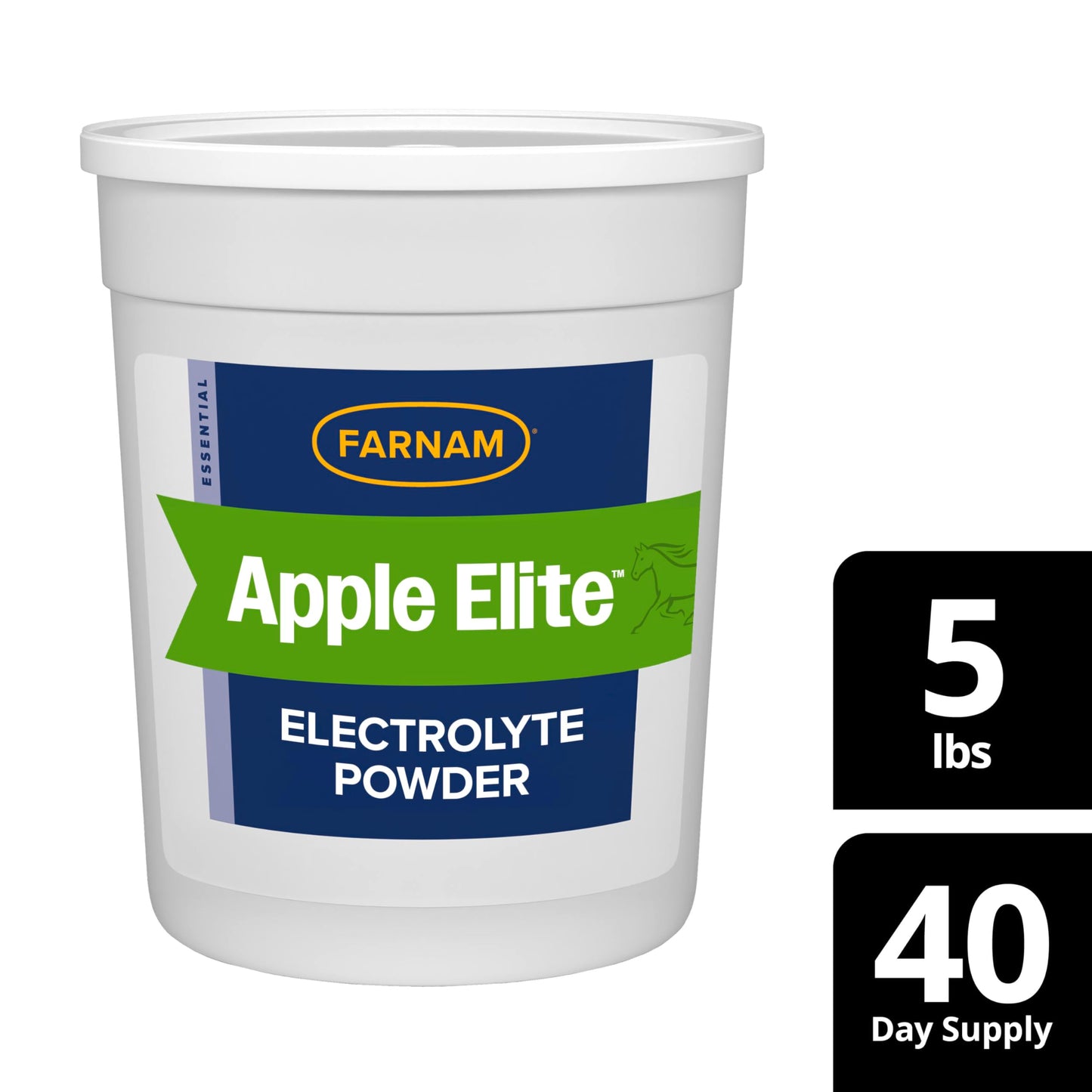 Farnam Apple Elite Electrolyte Powder Supplement for Horses, Replaces Vital Minerals, Encourages Hydration, No Added Sugar, 5 pounds