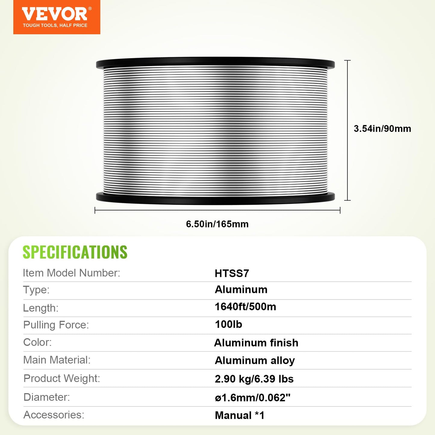 VEVOR 16 Gauge Aluminum Wire for Electric Fencing, 1640Ft 500M Electric Fence Wire, Portable Fencing Wire, 1.6mm Diameter Aluminum Alloy for Higher Conductivity and Rust Resistance, for Horse, Cattle,