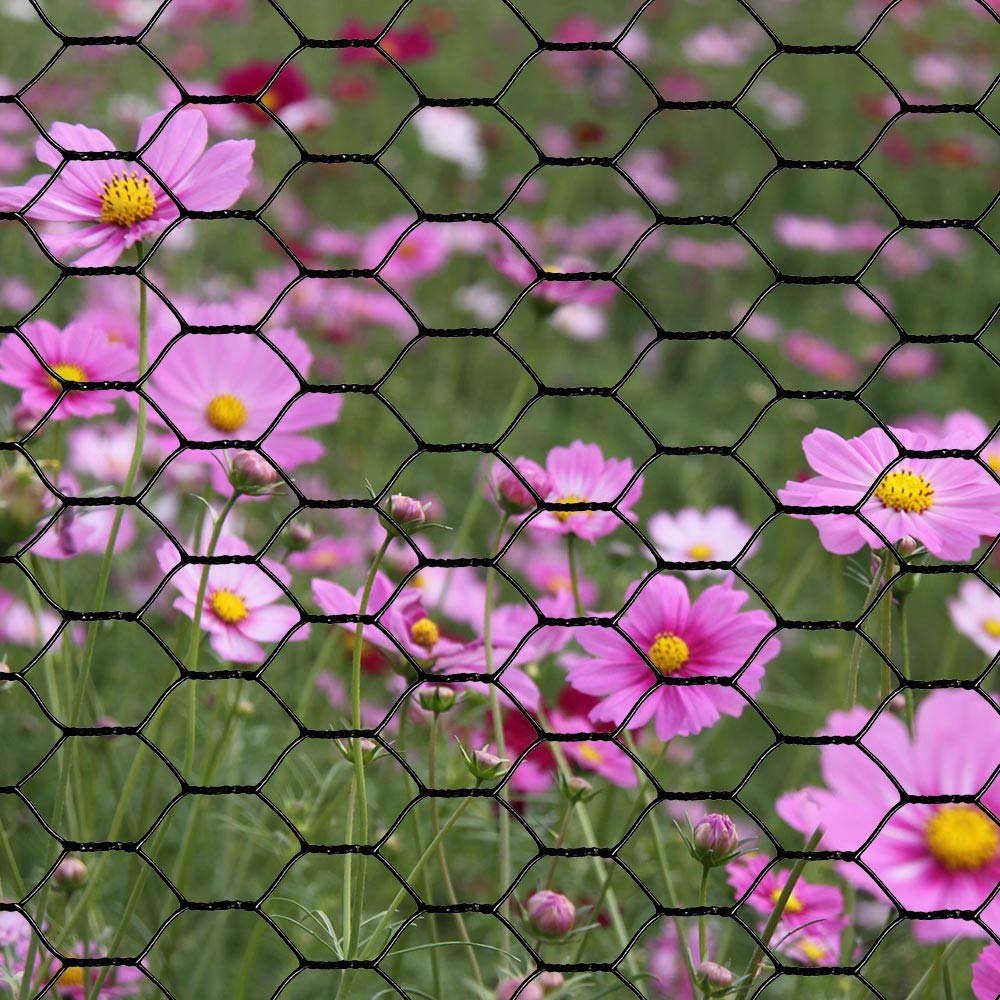 PVC Hexagonal Poultry Netting Chicken Wire 48 inches x 50 feet x 1 inch Mesh 20GA Black