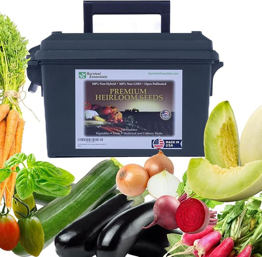 Ultimate Non-GMO Heirloom Survival Seed Vault – 23,000 Open-Pollinated Vegetable, Herb & Fruit Seeds for Planting – 144 Varieties for All USDA Hardiness Zones – Long Term Emergency Preparedness Seeds