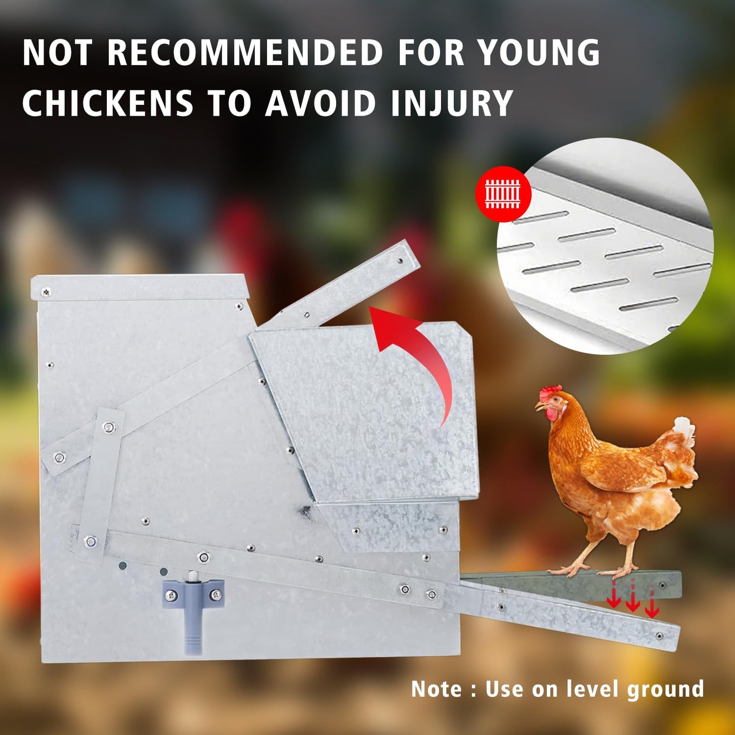 Automatic & Treadle Chicken Feeder, Rat Proof Chicken Feeder with Pedals, Sturdy Galvanized Steel Build & Weatherproof Locking Lid, Rain and Moisture Proof, No Waste, Suitable for Poultry
