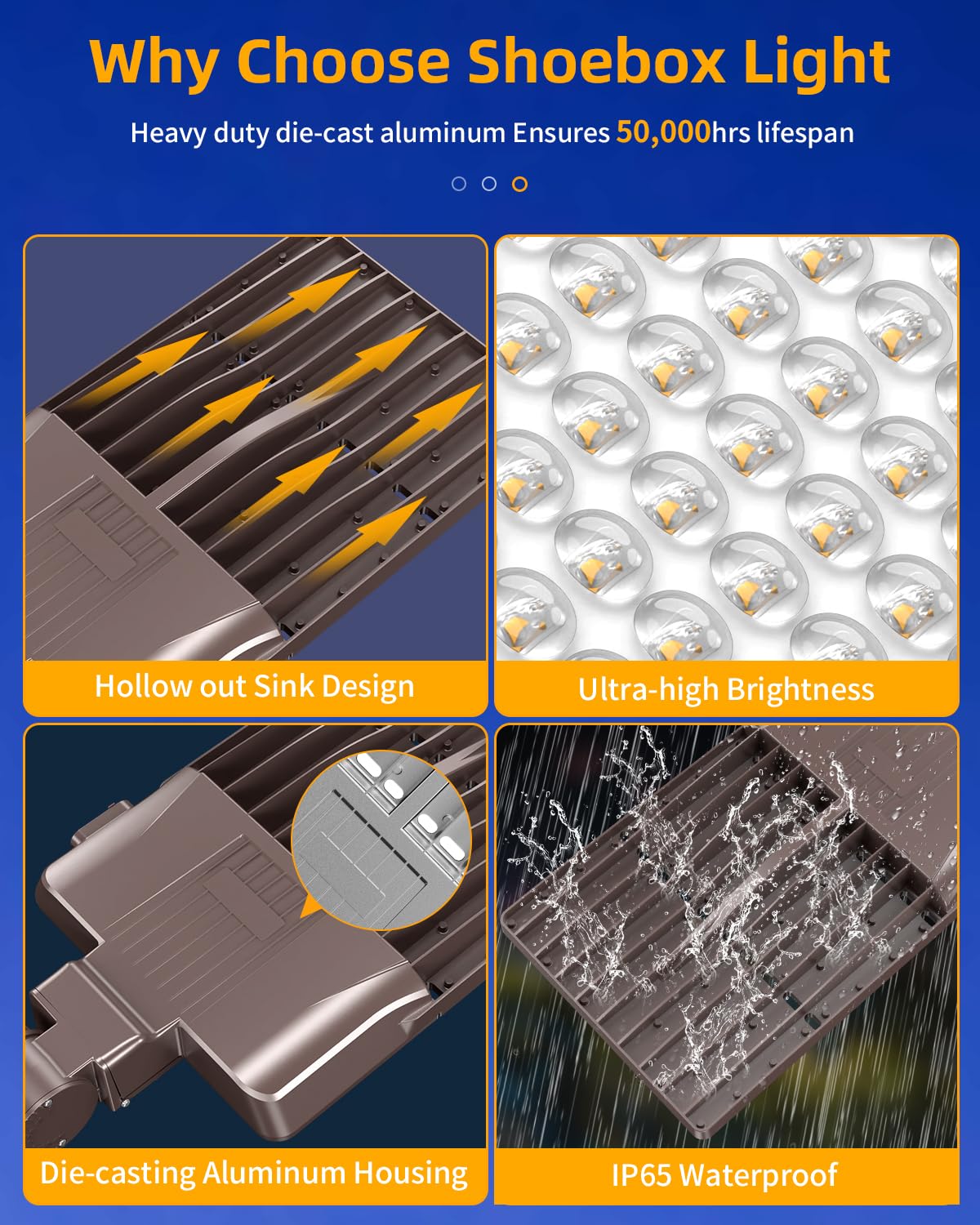 ADUB 320W 250W 200W LED Parking Lot Lights with Photocell, UL Listed, 5000K Slip Fitter Arm Mount