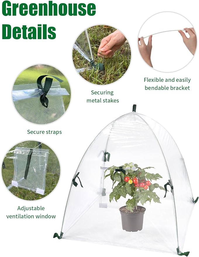 2 Pack Mini Greenhouse, Clear Outdoor Garden Frost Cover, Portable Small Green House for Indoor Outdoor, Small Grow Plant House Tent, Greenhouse Cover for Cold Frost Protector Plants (Transparent)