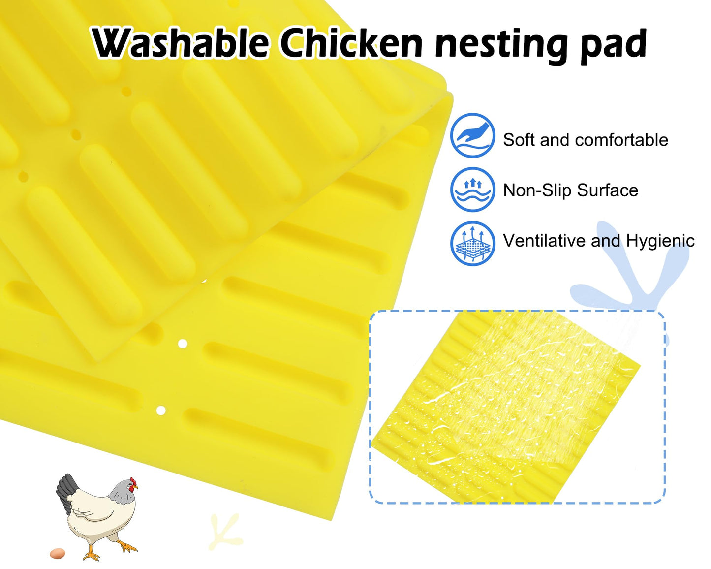 CSQOO Chicken Nesting Box, Waterproof Hens Nesting Boxes with Chicken Nesting Pads for Laying Eggs, Wall Mount Nesting Boxes for Chickens, Duck, Rabbit, Poultry (Blue)