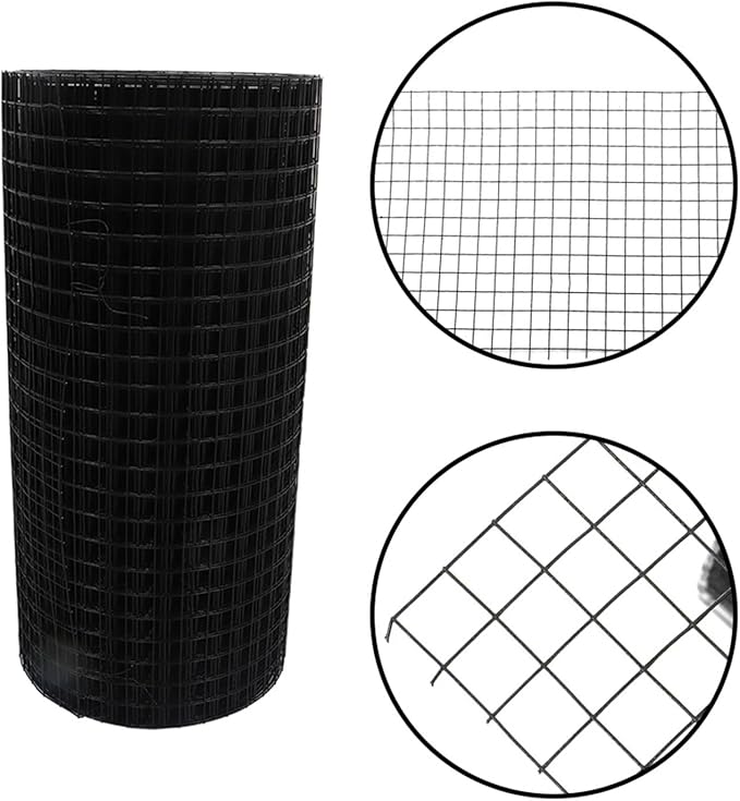 LABLT 24 in x 100 ft Hardware Cloth, 1 in Chicken Wire Fence with Pliers and Glove for Chicken Coop Fences and Poultry Animal Netting (16 Gauge, Black)