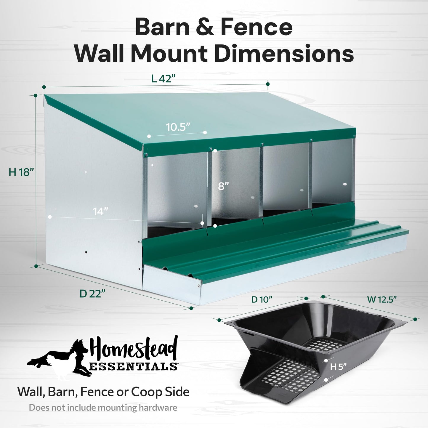 Homestead Essentials Deluxe Metal 4 Compartment, Forward Rollout & Rollaway, Hen & Chicken Nesting Box with Universal Easy Access Protective Egg Laying Collection Lid