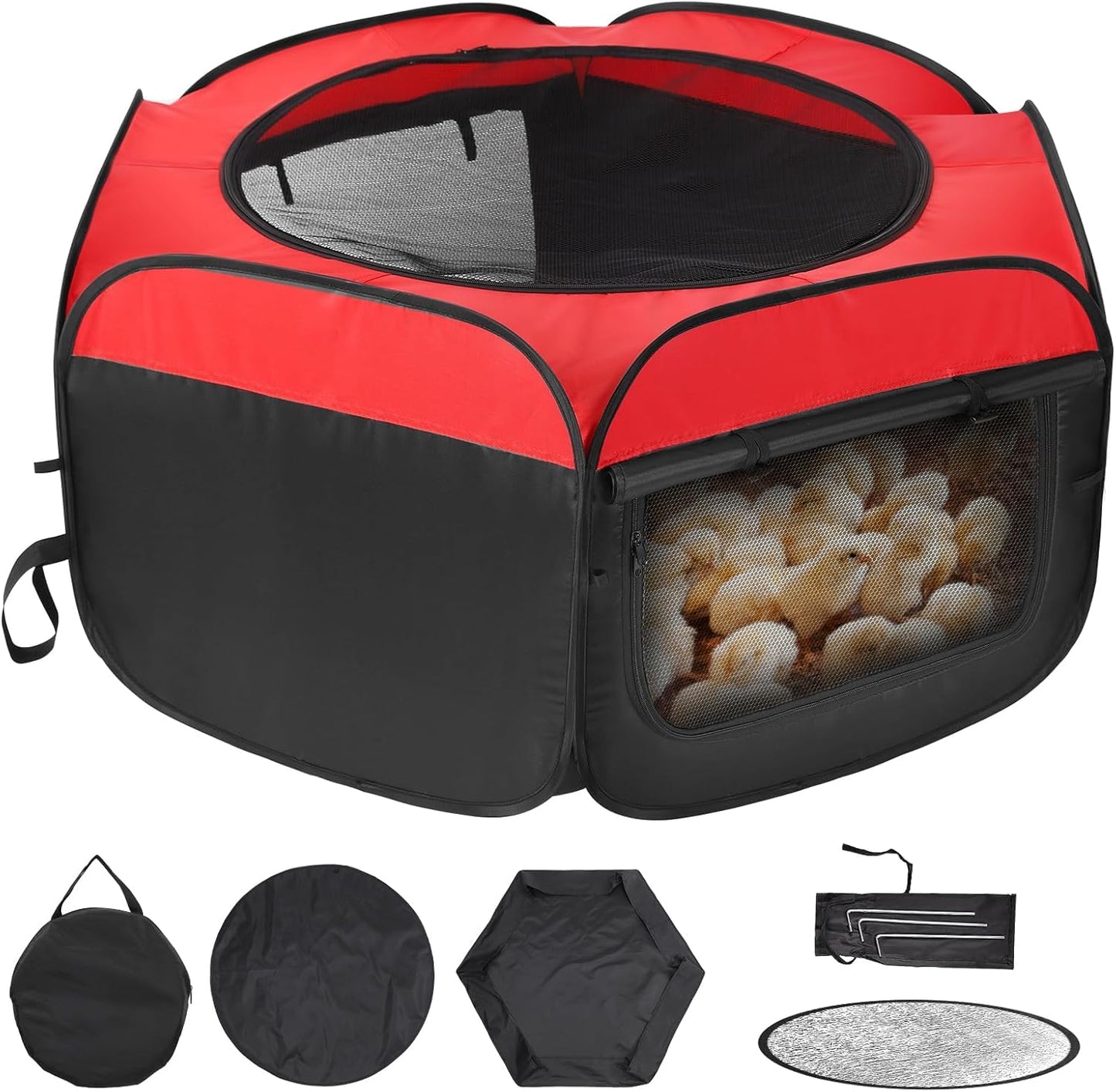 FAMIROSA Brooder Box for Chicks Starter Kit, Pop up Chicken Brooders, Collapsible Chicken Brooder Supplies, Breathable Brooding Box/Pen/Playpen/Pet Cage/Tent for Duck, Quail, Rabbits
