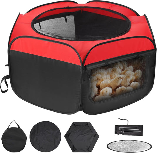 FAMIROSA Brooder Box for Chicks Starter Kit, Pop up Chicken Brooders, Collapsible Chicken Brooder Supplies, Breathable Brooding Box/Pen/Playpen/Pet Cage/Tent for Duck, Quail, Rabbits