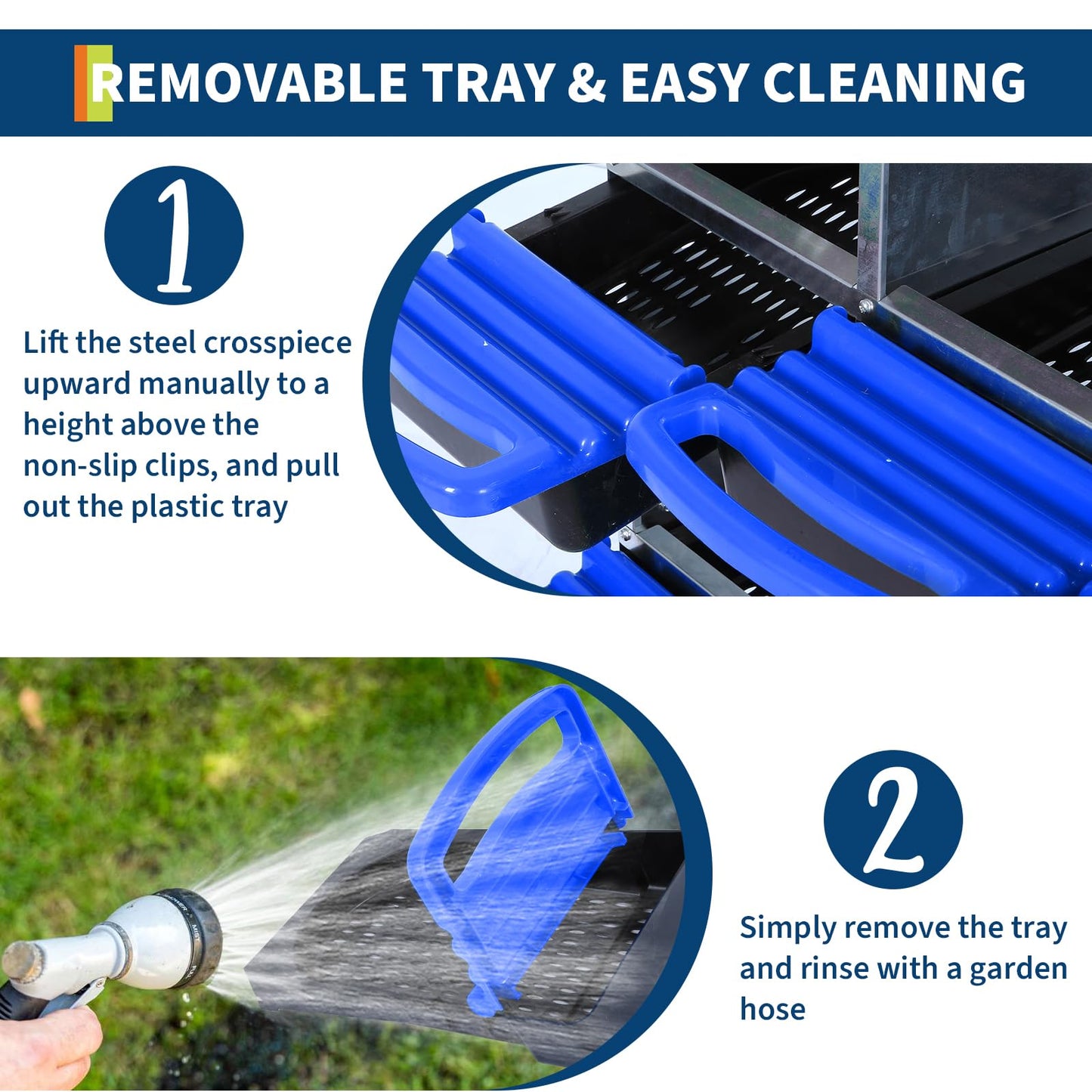 6 Hole Chicken Nesting Box, Ventilated Metal Nesting with Roll Away Nesting Box, Rustproof Plastic Tray & Keyhole Mounting, Chicken Laying Box for Hen & Duck, Blue
