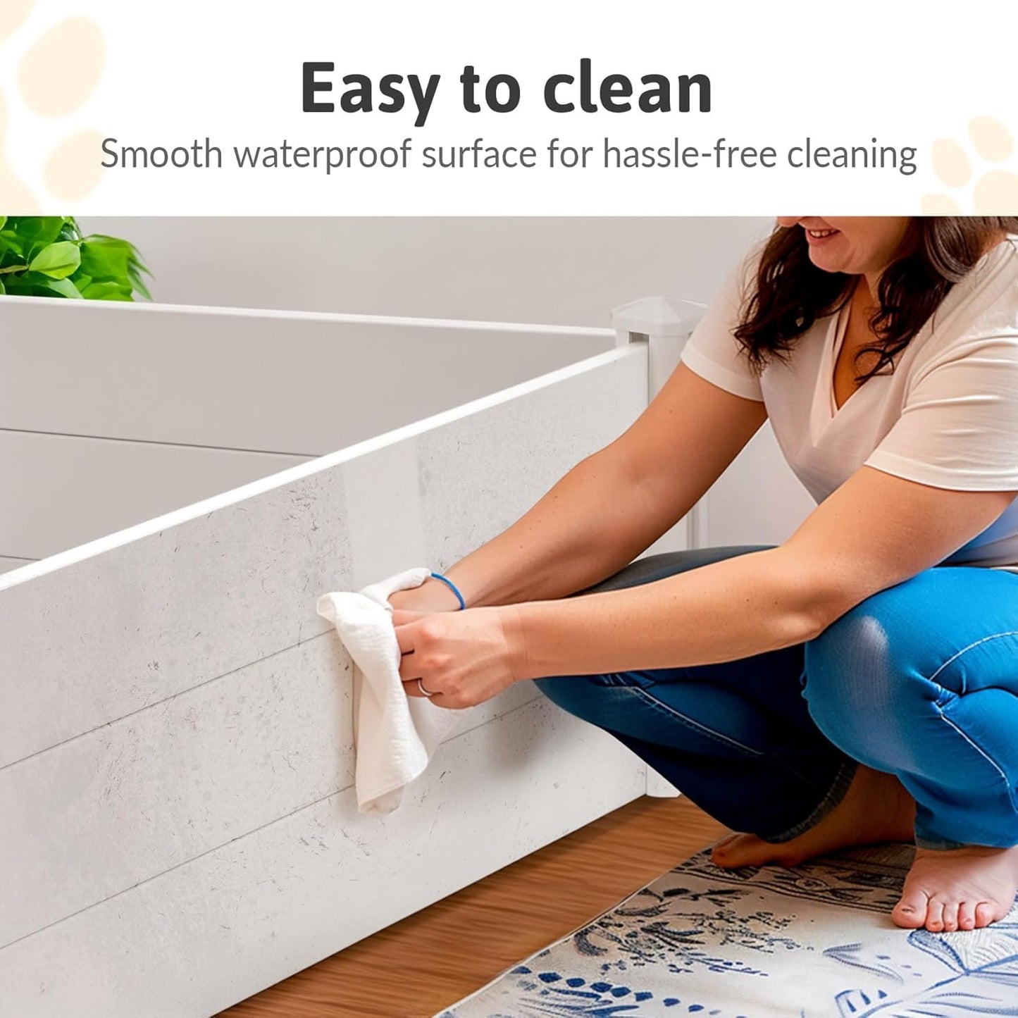 Whelping Box for Large Breed Dogs, Whelping Box for Puppies, PVC Puppy Playpen, Waterproof & Rustproof Whelping Pen, Puppy Whelping Supplies, Raised Garden Bed, Indoors & Outdoors, 48x48x18 in, White