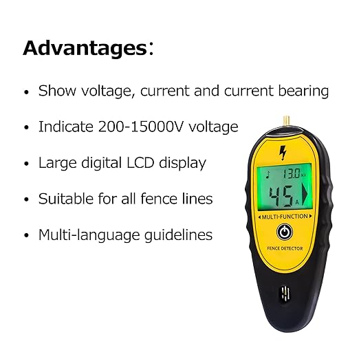 Electric Fence Tester and Fault Finder, 15KV Digital Electric Fence Voltage Tester 200V‑15000V