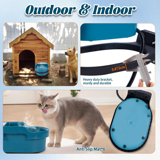 MUDUOBAN Heated Water Bowl for Dog and Cat,Heated Chicken Waterer with Anti-Chew Cord,Float Valve Controlled Automacit Fill,for Winter No Freeze
