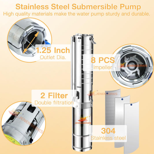 JENENSERIES Solar powered impeller water pump (750W+ controller)