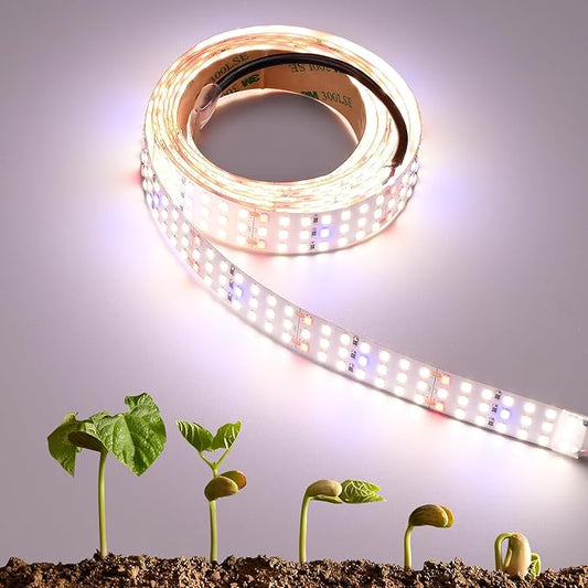 6.6FT LED Plant Grow Light, 840LEDs Full Spectrum Grow Lamp with High PPFD, 24V 55W Cuttable Plants Growing Light Strip Flexible Self Adhesive for Seedlings Veg Flower