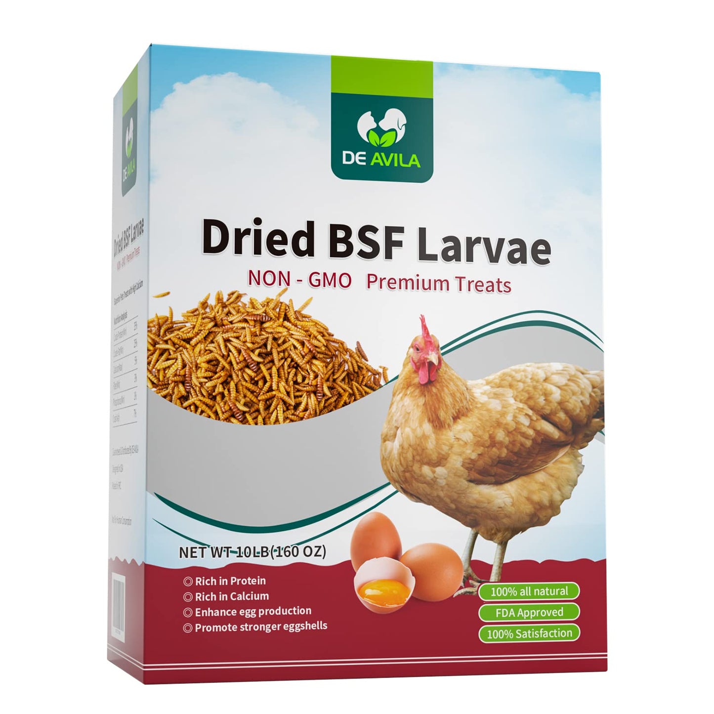 DE AVILA Dried Black Soldier Fly Larva 11 LBS 100% Natural BSF Larvae Non-GMO, 85XMore Calcium Than Mealworms, High Calcium Treats for Chickens Birds Reptiles Hedgehog Geckos Turtles