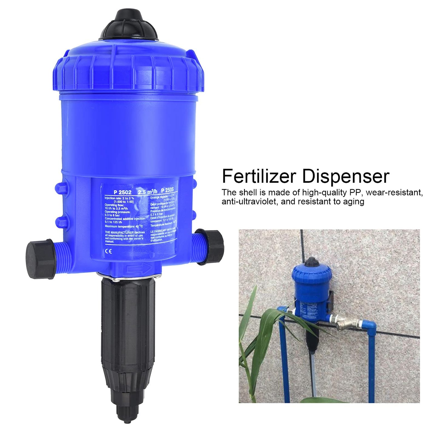 Tuzoo G3/4 to G1 0.2-2% Fertilizer Injector, Chemical Dispenser Drip Irrigation Kit