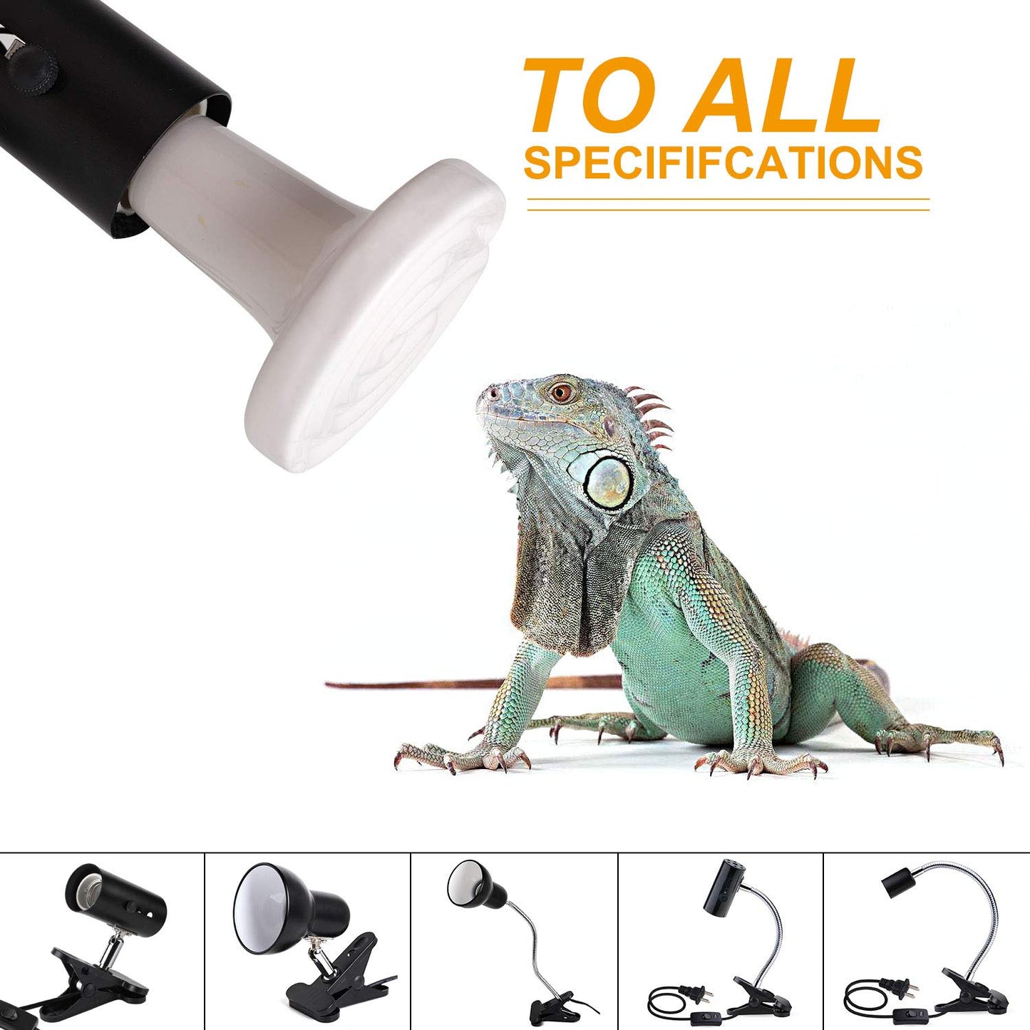 WUHOSTAM 100W 2 Pack Ceramic Heat Lamp,White Dimmable Infrared Bulb No Light Emitter Lamp Infrared Ceramic Heat Lamp Bulb for Pet Coop Heater Reptile Chicken Lizard Turtle Brooder Bulb, ETL Listed