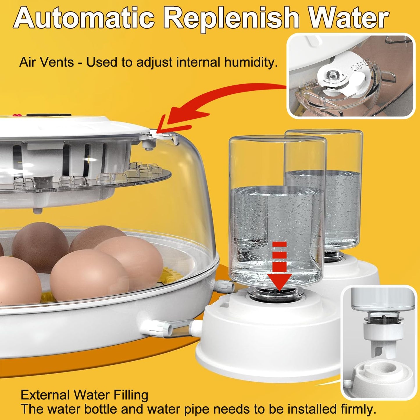 DEZHXHE 8 Egg Incubators for Hatching Eggs, Automatic Egg Turner and Egg Candle Tester, 360 Degree View, Farm Poultry Egg Incubators for Chicken Duck Goose Quails Eggs