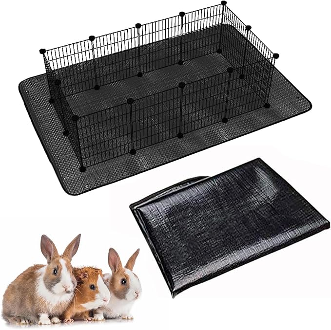 Oncpcare Waterproof Pet Playpen Mat for Rabbits 59"x39" Washable Guinea Pig Cage Liner Tarp Bottom Reusable Base Small Animal Bedding for Rabbits Bunny Ferret (Black)