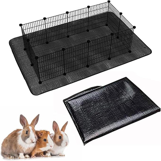 Oncpcare Waterproof Pet Playpen Mat for Rabbits 59"x39" Washable Guinea Pig Cage Liner Tarp Bottom Reusable Base Small Animal Bedding for Rabbits Bunny Ferret (Black)