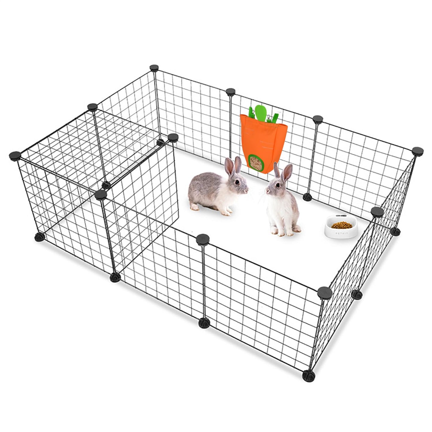 GKYZBB Rabbit Hay Feeder Bag for Cage Guinea Pig Timothy Hay Dispenser Storage Manger Hanging Large Less Waste for Bunny (Carrot)