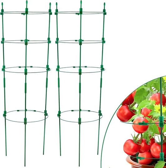Upgrade Tomato Cage for Garden, 2 Pack 53 Inches Adjustable Tall Tomato Plant Support Cages, Tomato Stakes Garden Trellis for Vegetables, Climbing Plants, Vine Pants, Cucumber, Flowers, Fruit