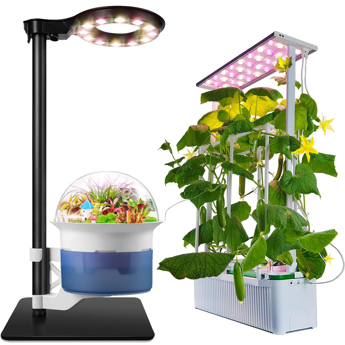 Smart Plant Lights for Indoor Growing,Venus Fly Trap Terrarium Kit with Light&Stand,Self Watering Pots for Indoor Plants,Smart Plant Pot with LED Grow Light&Timer for Succulents,Herbs,Flower