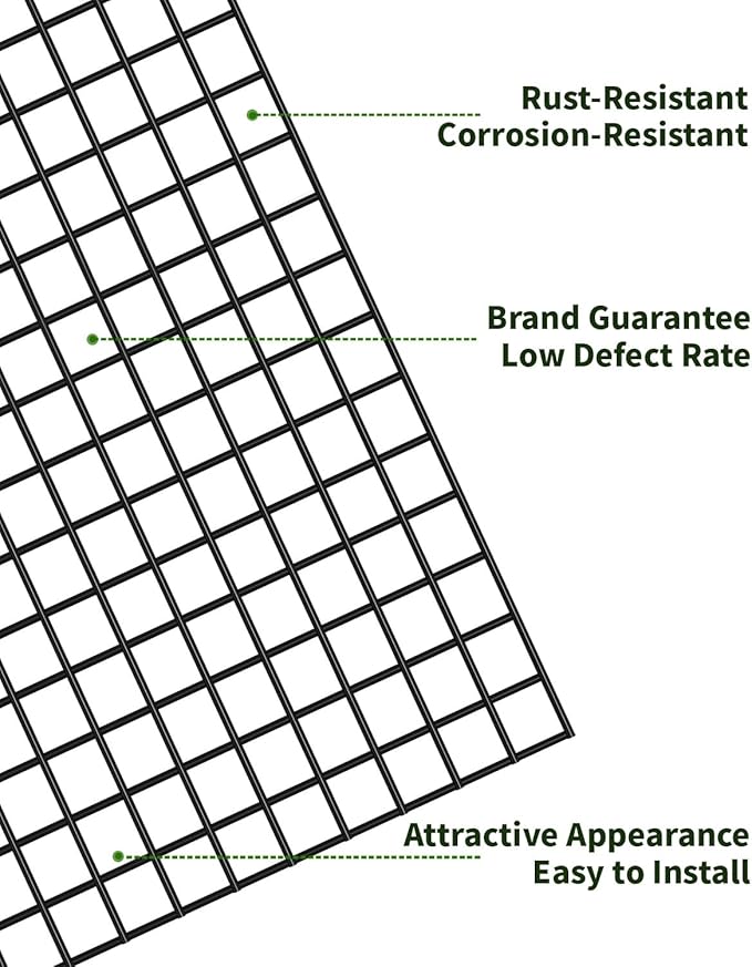 Black Hardware Cloth 1/2 inch 36 x 100 Ft 19 Gauge, Coated Wire Mesh Roll, Chicken Wire Fence, Chicken Wire Mesh, Garden Fencing, Tree Guard, Chicken Coop/Run Cover, Hardware Mesh