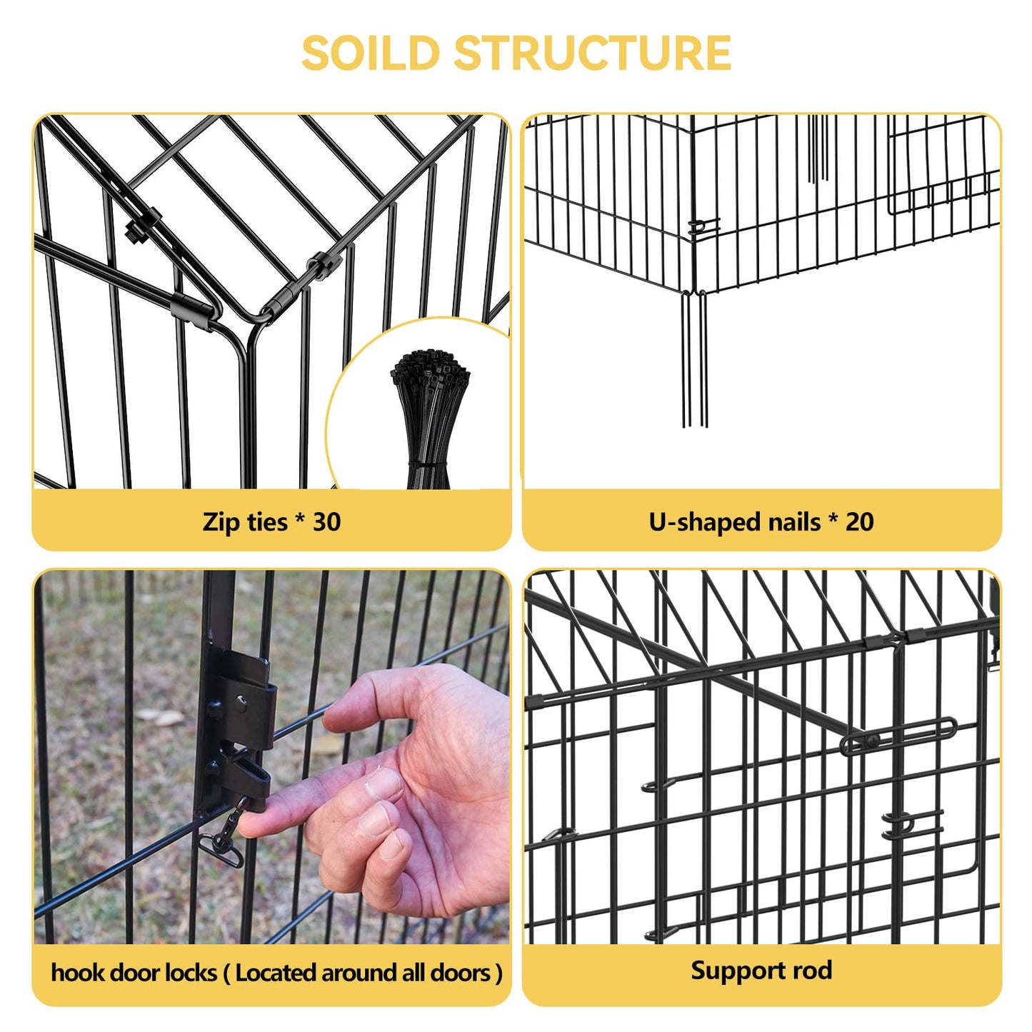 INJOPEXI Metal Chicken Coop 71.7"×30"×31" Chicken Runs for Yard with Cover Chicken Playpen Enclosure Chicken Pen Kennel Duck Coop Cage Hutch Fence for Outdoor Backyard Farm Rabbit Small Animal Poultry