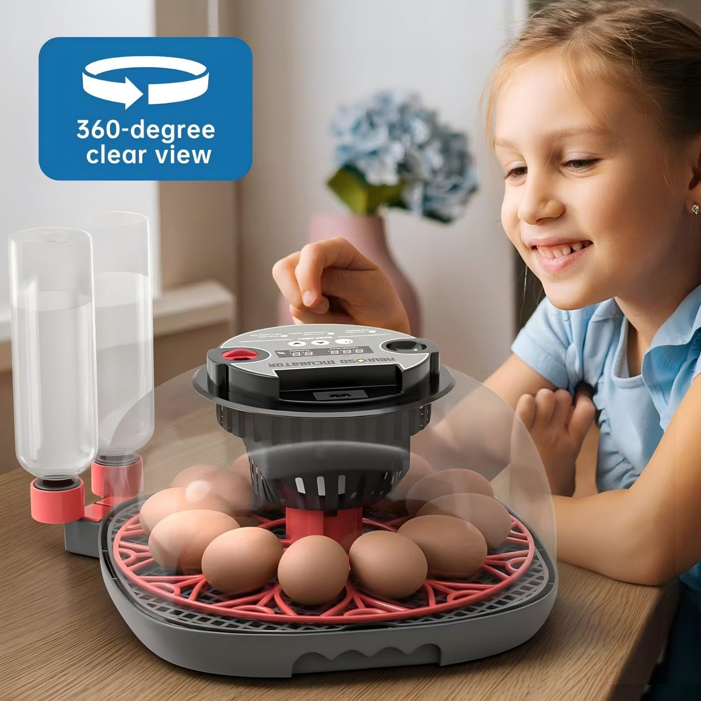 Meuiosd 12-24 Egg Incubator with Humidity Display, Egg Candler, Automatic Egg Turner, for Hatching Chickens Duck Quail Parrot