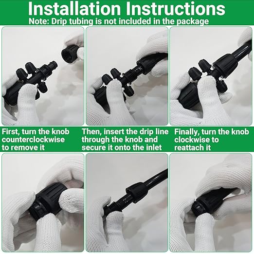 Drip Irrigation Fittings Kit, 1/2" to 1/4" Barbed Connectors, End Plugs, Adjustable Drip Emitters and Vortex Spray Emitters for 1/4" Tubing in Garden or Lawn Use (Tubing Not Included) 38 PCS