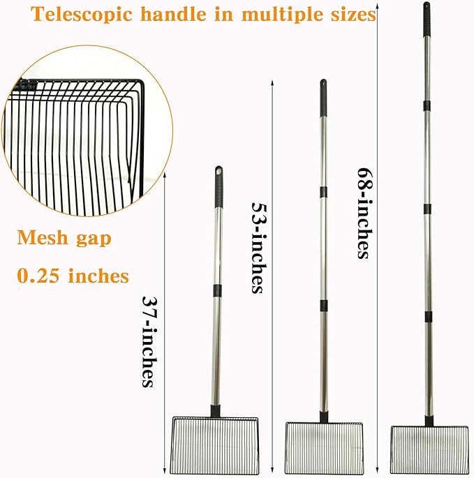 Chicken Scooper for Poop- Heavy Duty Chicken Coop Scoop & Rake Set - Essential Poultry Cleaning Tool with Ergonomic Handle - Durable Chicken Coop Accessories for Easy Waste Removal
