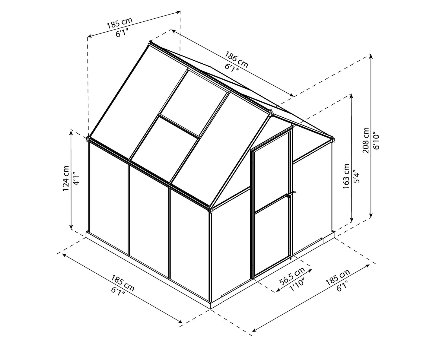Canopia 6x6 Greenhouse Kit, Hobby Walk-In Twin-Wall UV Polycarbonate Heavy Duty Aluminum Frame, Lockable Door, Adjustable Roof Vent, Rain Gutters, Galvanized Steel Base, Mythos (Silver)