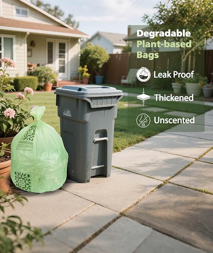 Large Compostable Trash Bags 13 gallon 60 Packs, AYOTEE Biodegradable Trash Bag 13 gallon,Compost bags,Thicked Tall kitchen Garbage Bag Unscented