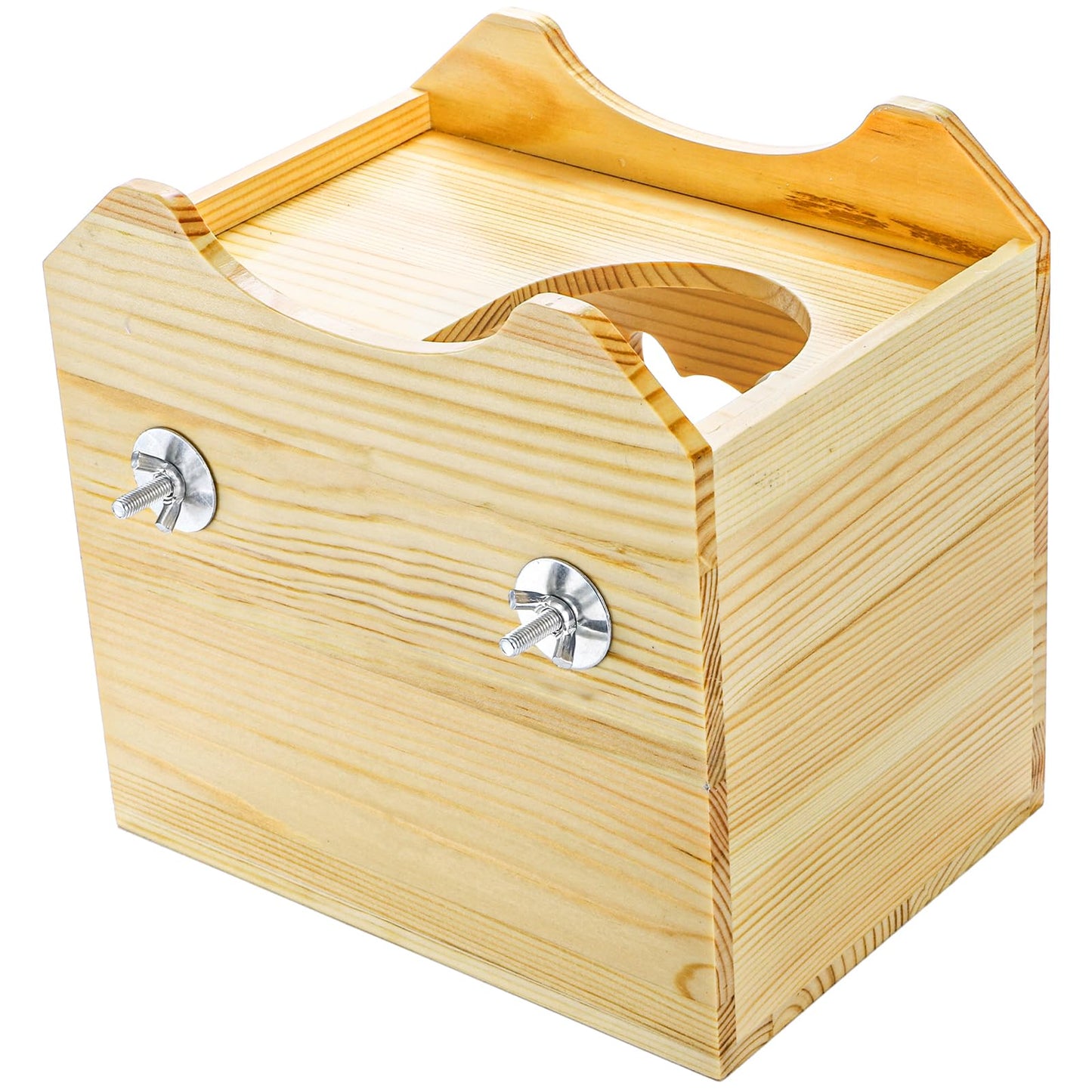 Yesland Wood Chinchilla House, Natural Small Animal Hideout Hut for Chinchilla, Squirrel, Sugar Gliders in Cage -Ventilated Wooden Hamster Habitat with Multiple Doors - 8.5 X 6 X 8 Inches