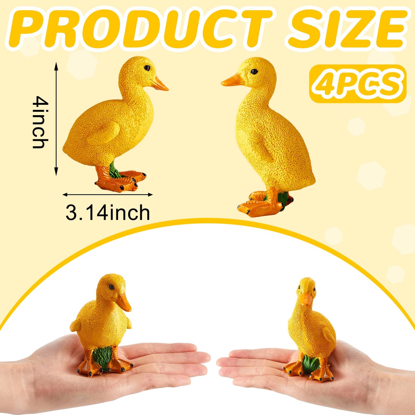 Lenwen 4 Pcs Resin Duck Figures Ducks Statue Duckling Outdoor Garden Statues for Patio Lawn Outdoor Yard Pond Decorations 3.9 x 3.1 x 2.8 Inch, 2 Styles