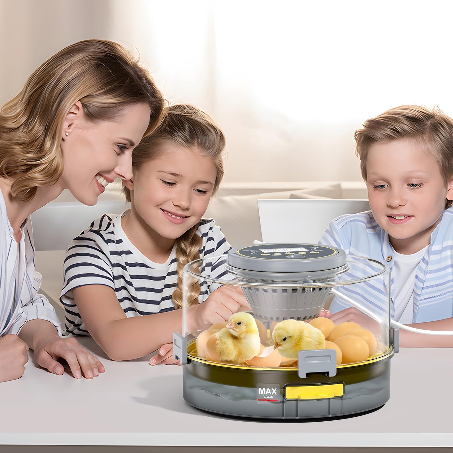 Incubators for Hatching Eggs with Automatic Egg Turner, Temperature Humidity Control, Egg Candler, Large Water Tank, 5 Preset Hatching Modes for Chicken Duck Goose Quail Pigeon Eggs-12 Capacity