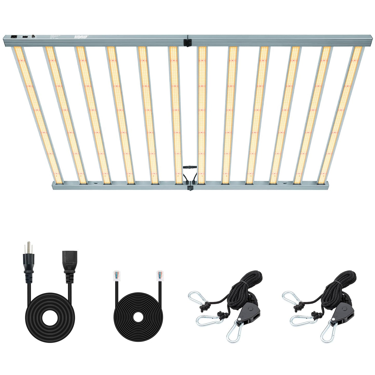 RIMARUP 1300W LED Grow Light Bar with IR&UV Full Spectrum Foldable 12 Bar LED Plant Light 0-10V Daisy Chain Dimmable 4x6ft Core Coverage for Seedling Veg and Indoor Plants Vertical Farming